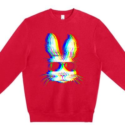 Bunny Trippy Vaporwave Easter Techno Rave Edm Music Party Premium Crewneck Sweatshirt