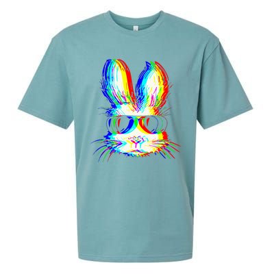 Bunny Trippy Vaporwave Easter Techno Rave Edm Music Party Sueded Cloud Jersey T-Shirt