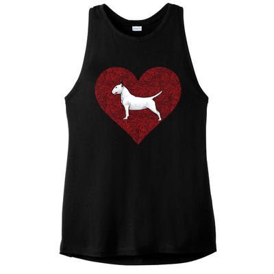 Bull Terrier Valentines Day Dog Love Fingerprint Gift Ladies PosiCharge Tri-Blend Wicking Tank