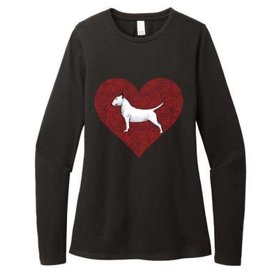 Bull Terrier Valentines Day Dog Love Fingerprint Gift Womens CVC Long Sleeve Shirt