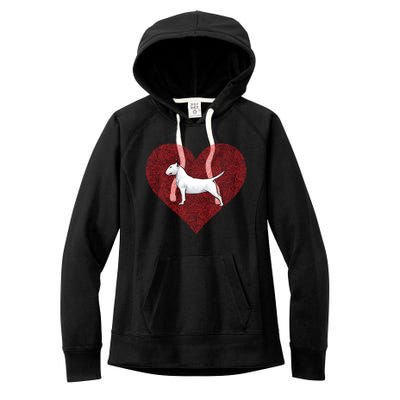 Bull Terrier Valentines Day Dog Love Fingerprint Gift Women's Fleece Hoodie