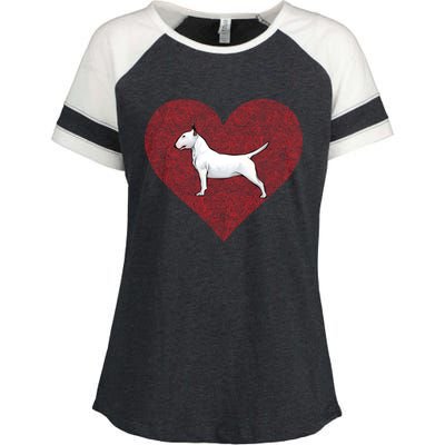 Bull Terrier Valentines Day Dog Love Fingerprint Gift Enza Ladies Jersey Colorblock Tee