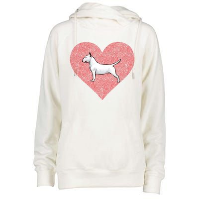 Bull Terrier Valentines Day Dog Love Fingerprint Gift Womens Funnel Neck Pullover Hood