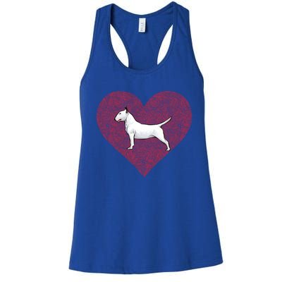 Bull Terrier Valentines Day Dog Love Fingerprint Gift Women's Racerback Tank