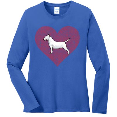 Bull Terrier Valentines Day Dog Love Fingerprint Gift Ladies Long Sleeve Shirt