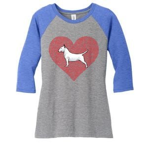 Bull Terrier Valentines Day Dog Love Fingerprint Gift Women's Tri-Blend 3/4-Sleeve Raglan Shirt