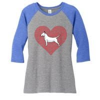 Bull Terrier Valentines Day Dog Love Fingerprint Gift Women's Tri-Blend 3/4-Sleeve Raglan Shirt