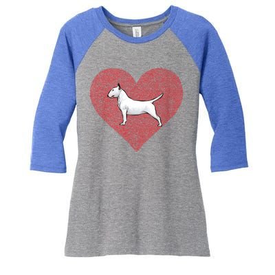 Bull Terrier Valentines Day Dog Love Fingerprint Gift Women's Tri-Blend 3/4-Sleeve Raglan Shirt