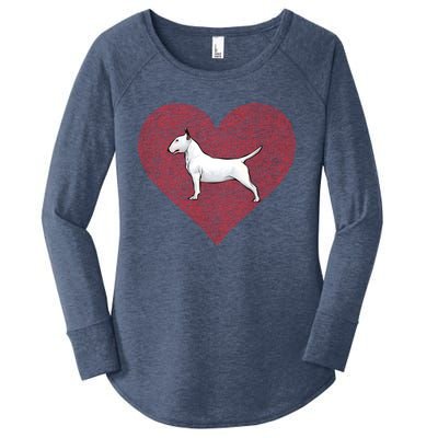 Bull Terrier Valentines Day Dog Love Fingerprint Gift Women's Perfect Tri Tunic Long Sleeve Shirt