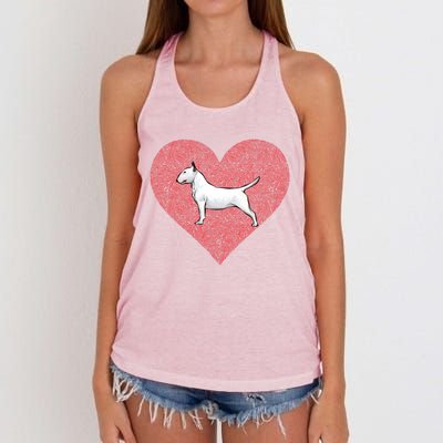 Bull Terrier Valentines Day Dog Love Fingerprint Gift Women's Knotted Racerback Tank