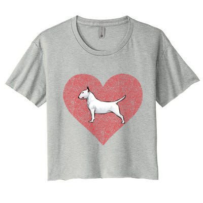 Bull Terrier Valentines Day Dog Love Fingerprint Gift Women's Crop Top Tee