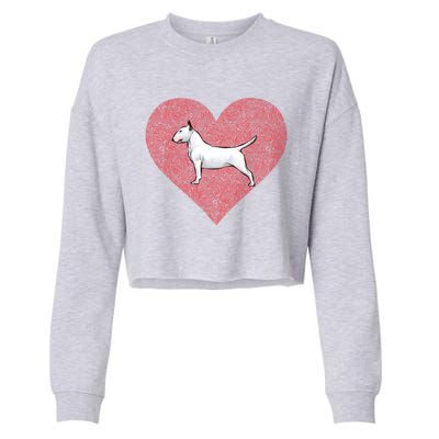 Bull Terrier Valentines Day Dog Love Fingerprint Gift Cropped Pullover Crew