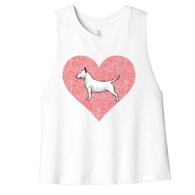 Bull Terrier Valentines Day Dog Love Fingerprint Gift Women's Racerback Cropped Tank