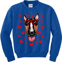 Bull Terrier Valentines Day Dog Love Heart Glasses Gift Kids Sweatshirt