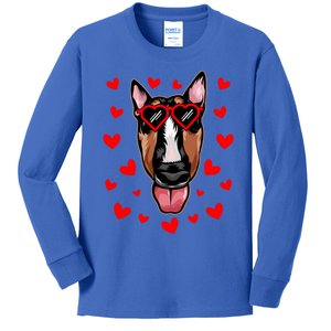 Bull Terrier Valentines Day Dog Love Heart Glasses Gift Kids Long Sleeve Shirt