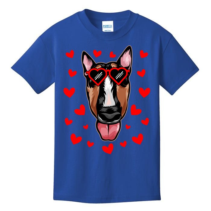 Bull Terrier Valentines Day Dog Love Heart Glasses Gift Kids T-Shirt