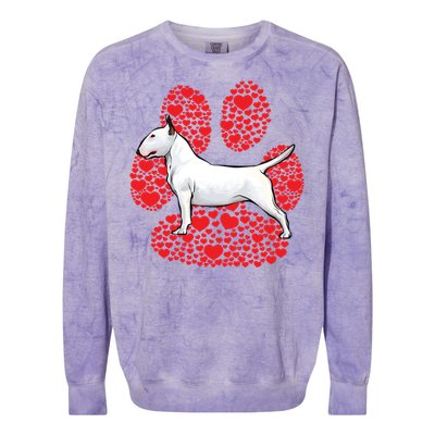 Bull Terrier Valentines Day Dog Love Paw Cool Gift Colorblast Crewneck Sweatshirt