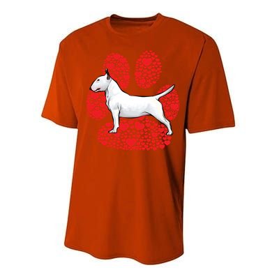 Bull Terrier Valentines Day Dog Love Paw Cool Gift Performance Sprint T-Shirt