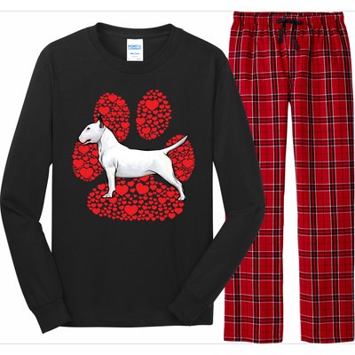 Bull Terrier Valentines Day Dog Love Paw Cool Gift Long Sleeve Pajama Set