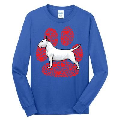 Bull Terrier Valentines Day Dog Love Paw Cool Gift Tall Long Sleeve T-Shirt