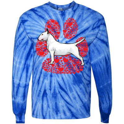 Bull Terrier Valentines Day Dog Love Paw Cool Gift Tie-Dye Long Sleeve Shirt