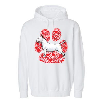 Bull Terrier Valentines Day Dog Love Paw Cool Gift Garment-Dyed Fleece Hoodie