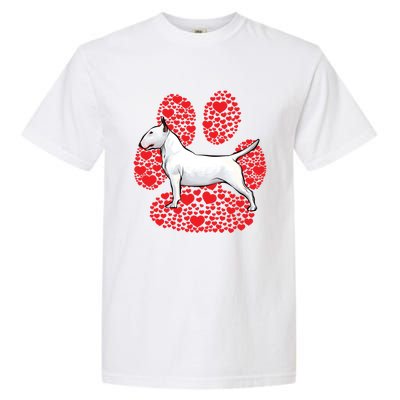 Bull Terrier Valentines Day Dog Love Paw Cool Gift Garment-Dyed Heavyweight T-Shirt