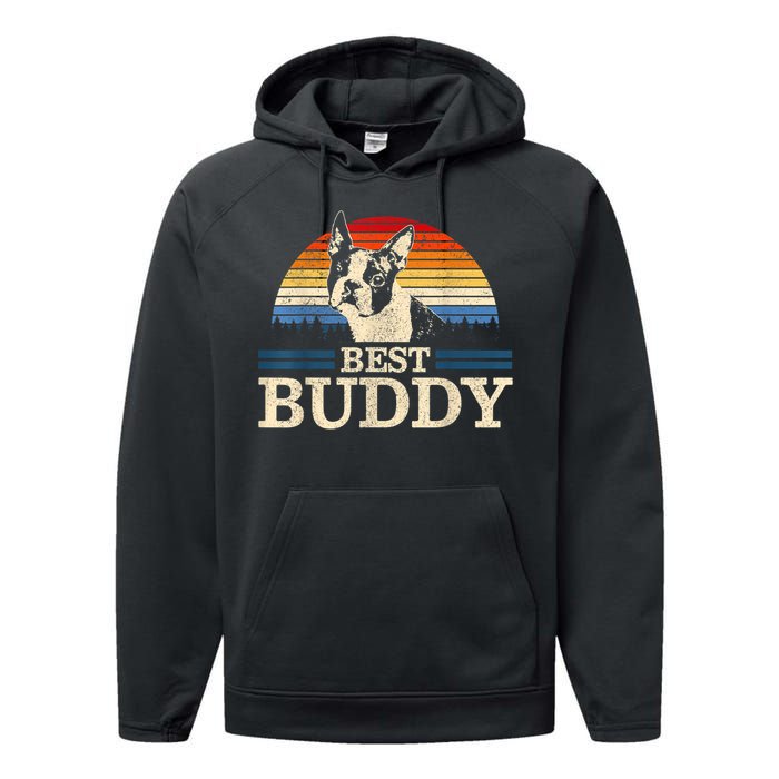 Boston Terrier Vintage Best Buddy Funny Dog Lover Gift Performance Fleece Hoodie