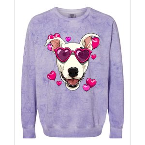 Bull Terrier Valentines Day Heart Dog Lover Gift Colorblast Crewneck Sweatshirt