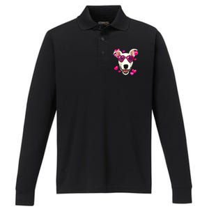 Bull Terrier Valentines Day Heart Dog Lover Gift Performance Long Sleeve Polo