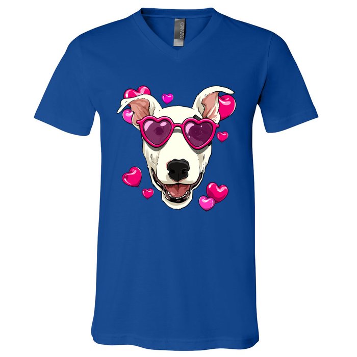 Bull Terrier Valentines Day Heart Dog Lover Gift V-Neck T-Shirt