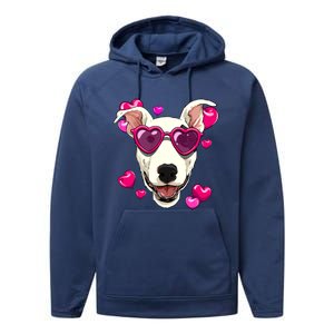 Bull Terrier Valentines Day Heart Dog Lover Gift Performance Fleece Hoodie