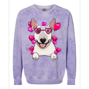 Bull Terrier Valentines Day Gift Heart Funny Dog Lover Gift Colorblast Crewneck Sweatshirt