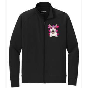 Bull Terrier Valentines Day Gift Heart Funny Dog Lover Gift Stretch Full-Zip Cadet Jacket