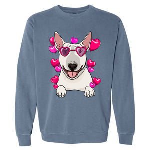 Bull Terrier Valentines Day Gift Heart Funny Dog Lover Gift Garment-Dyed Sweatshirt