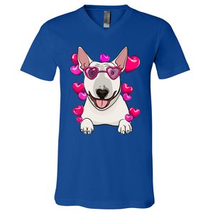 Bull Terrier Valentines Day Gift Heart Funny Dog Lover Gift V-Neck T-Shirt