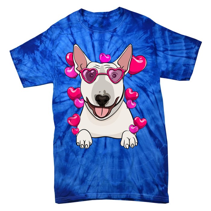 Bull Terrier Valentines Day Gift Heart Funny Dog Lover Gift Tie-Dye T-Shirt