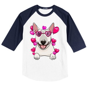 Bull Terrier Valentines Day Gift Heart Funny Dog Lover Gift Baseball Sleeve Shirt