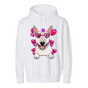 Bull Terrier Valentines Day Gift Heart Funny Dog Lover Gift Garment-Dyed Fleece Hoodie