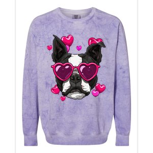 Boston Terrier Valentines Day Heart Dog Lover Gift Colorblast Crewneck Sweatshirt