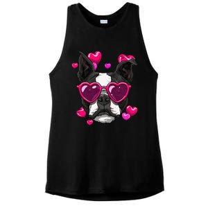 Boston Terrier Valentines Day Heart Dog Lover Gift Ladies PosiCharge Tri-Blend Wicking Tank