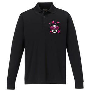 Boston Terrier Valentines Day Heart Dog Lover Gift Performance Long Sleeve Polo