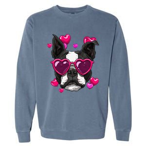 Boston Terrier Valentines Day Heart Dog Lover Gift Garment-Dyed Sweatshirt