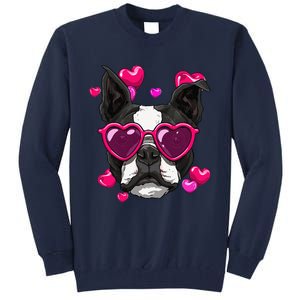 Boston Terrier Valentines Day Heart Dog Lover Gift Tall Sweatshirt