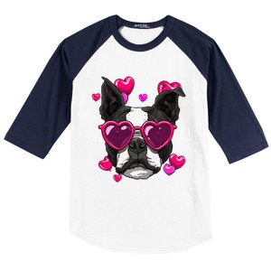 Boston Terrier Valentines Day Heart Dog Lover Gift Baseball Sleeve Shirt