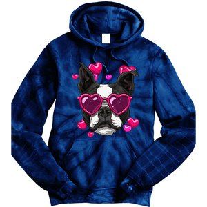 Boston Terrier Valentines Day Heart Dog Lover Gift Tie Dye Hoodie