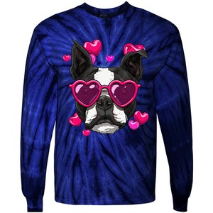 Boston Terrier Valentines Day Heart Dog Lover Gift Tie-Dye Long Sleeve Shirt