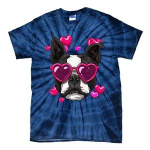 Boston Terrier Valentines Day Heart Dog Lover Gift Tie-Dye T-Shirt