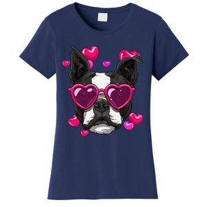 Boston Terrier Valentines Day Heart Dog Lover Gift Women's T-Shirt