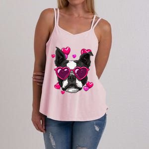 Boston Terrier Valentines Day Heart Dog Lover Gift Women's Strappy Tank